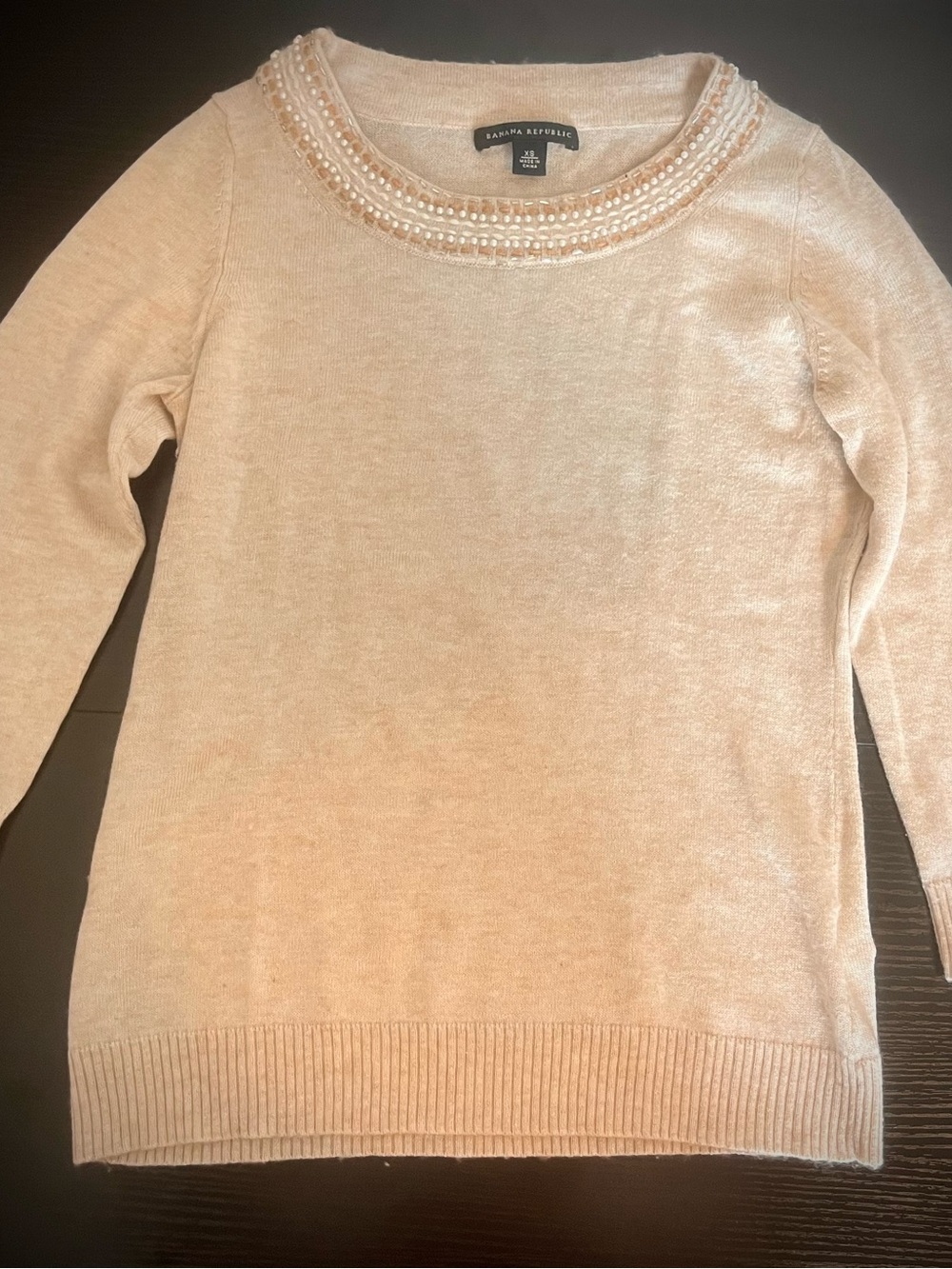 Banana Republic Cream Beaded Crewneck Sweater 🐝 - Picture 1 of 10